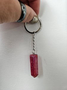 Red Aura Quartz Keyring