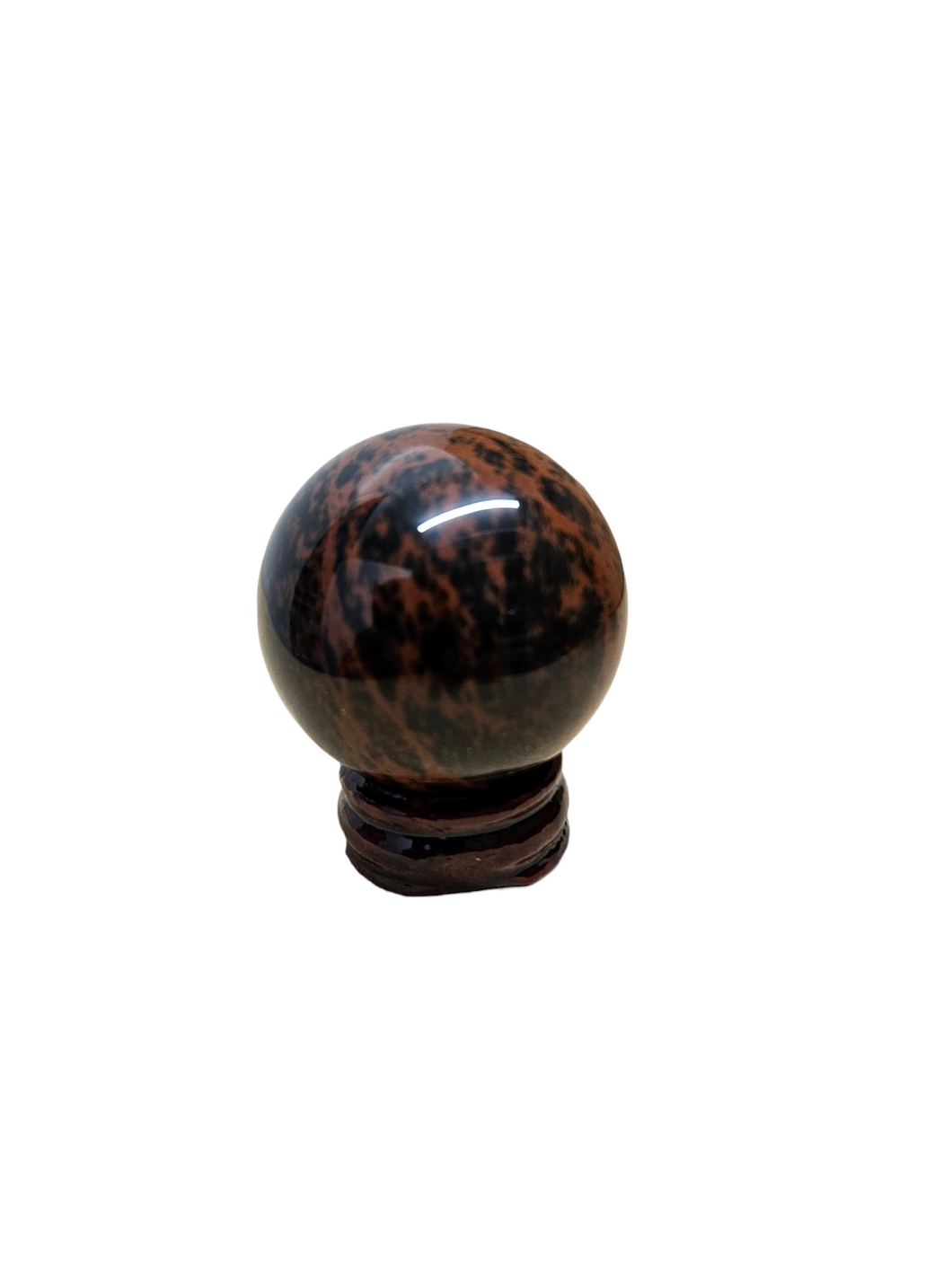 Mahogany Obsidian Sphere (wooden stand included)