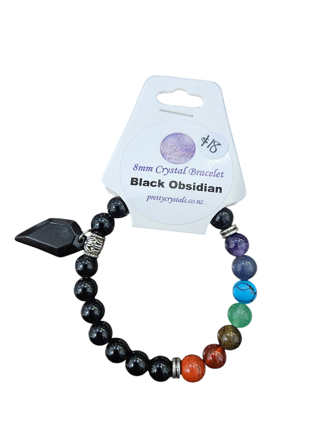 Black Obsidian 8mm Bracelet with Charm