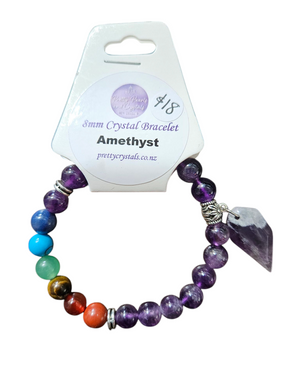 Amethyst 8mm Bracelet with Charm