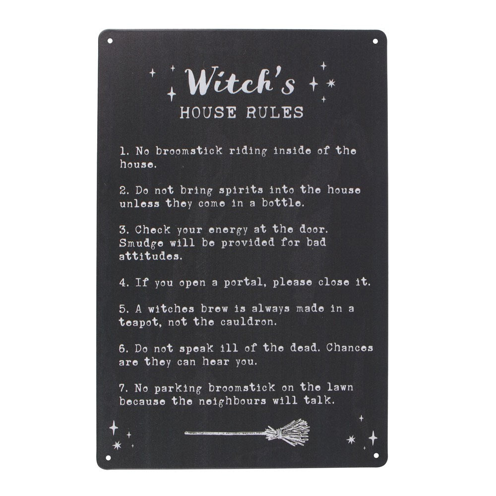 Witches House Rules - Metal Wall Hanging